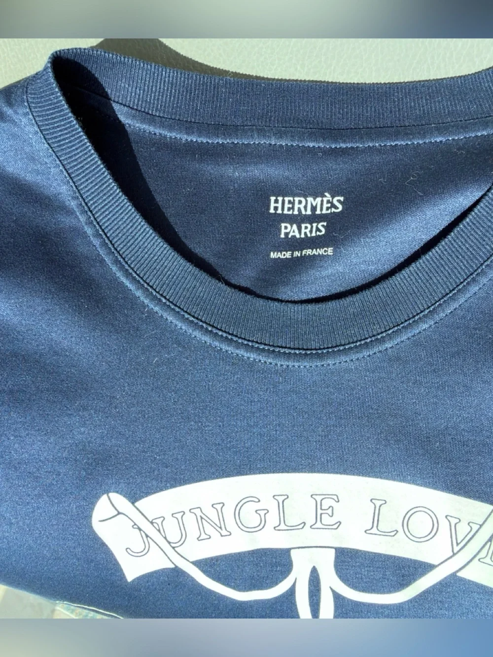 Hermes Women's Navy Blue & White  Short Sleeve TShirt Top Size 38 ( US 4 )